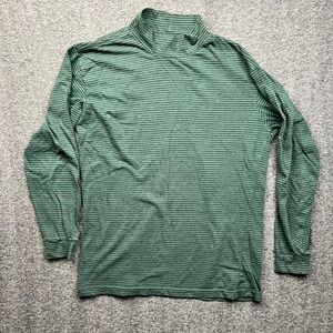 Vintage GapShirt Mens Large Green Black Mock Neck Striped Long Sleeve  Ribbed